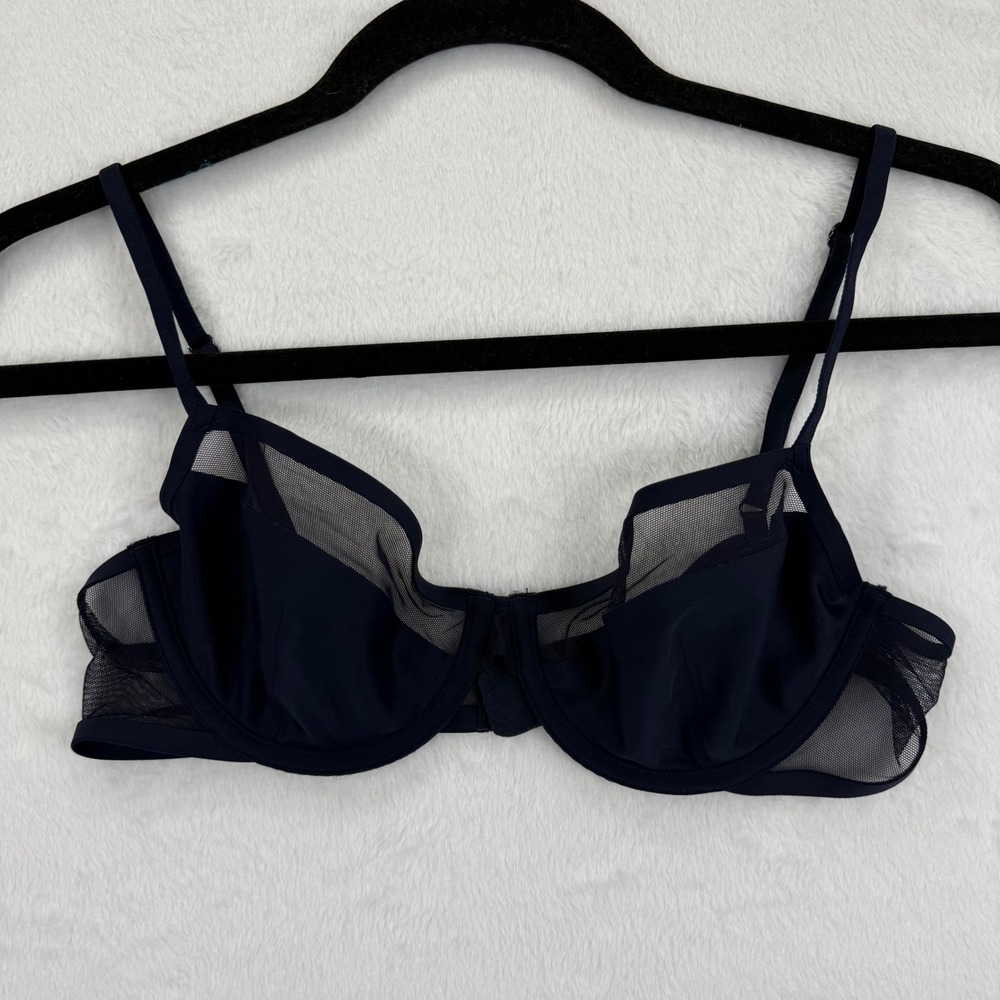 Victoria's Secret Unlined Demi Bra Navy Blue Mesh… - image 1